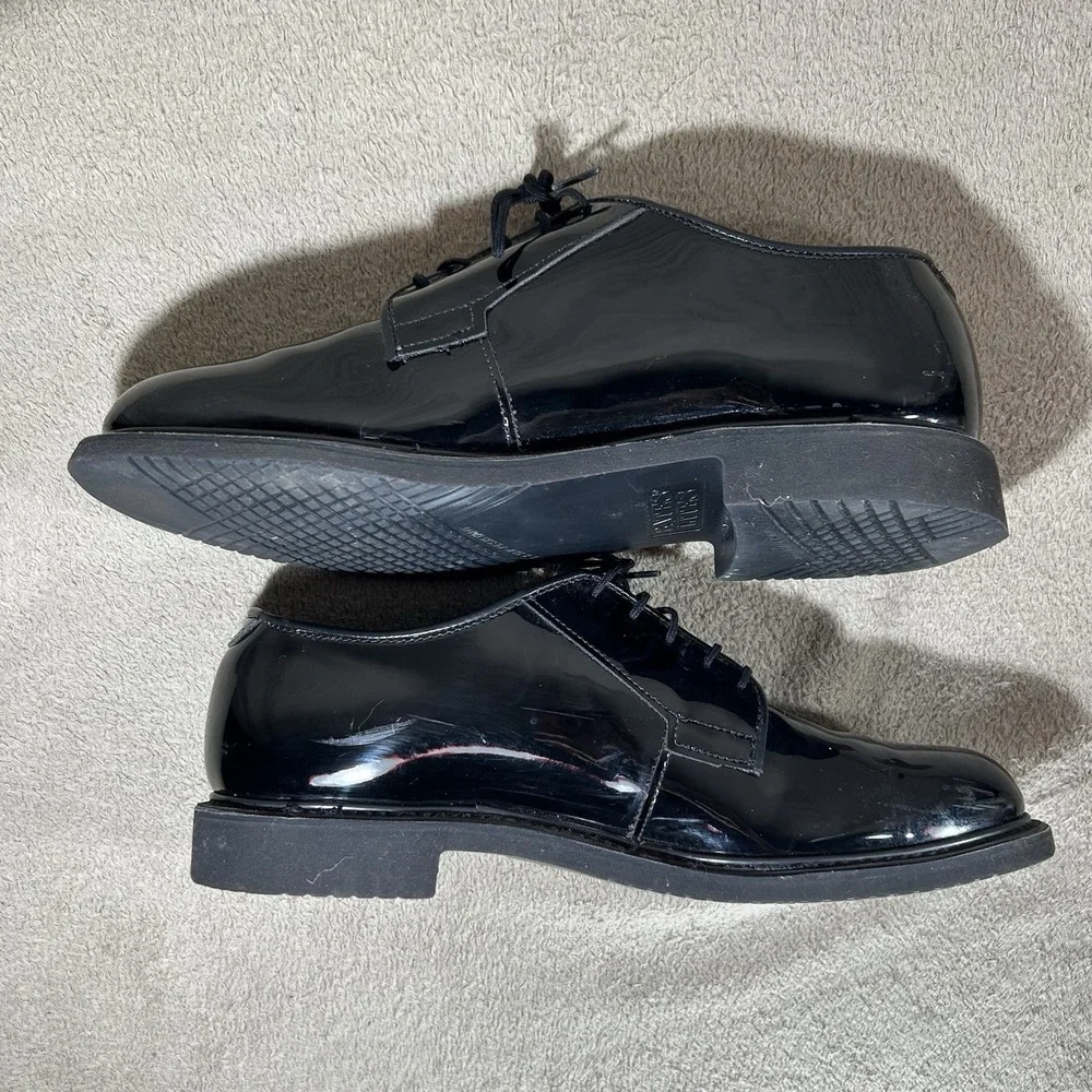 Bates Lites 00942 Men's Black High Gloss Oxford Uniform Dress Shoes Size 9.5 D